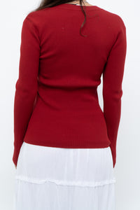 WILFRED x Red Ribbed Long Sleeve Knit (M)