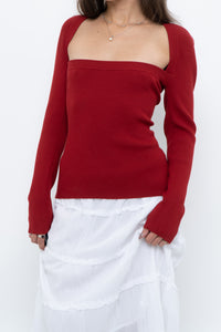WILFRED x Red Ribbed Long Sleeve Knit (M)