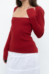 WILFRED x Red Ribbed Long Sleeve Knit (M)