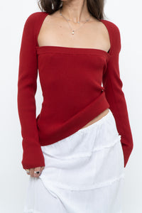 WILFRED x Red Ribbed Long Sleeve Knit (M)