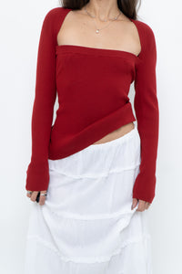 WILFRED x Red Ribbed Long Sleeve Knit (M)