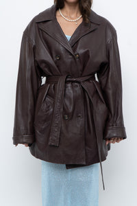 Vintage x Burgundy Butter Leather Belted Trench (S-L)