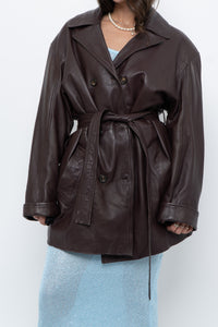 Vintage x Burgundy Butter Leather Belted Trench (S-L)