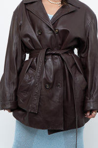 Vintage x Burgundy Butter Leather Belted Trench (S-L)