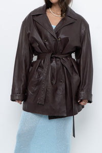 Vintage x Burgundy Butter Leather Belted Trench (S-L)