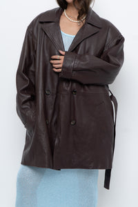 Vintage x Burgundy Butter Leather Belted Trench (S-L)