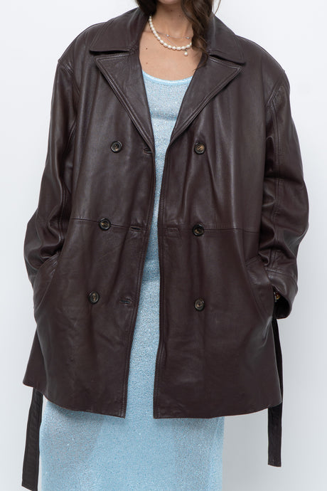 Vintage x Burgundy Butter Leather Belted Trench (S-L)