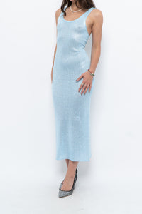 Vintage x Handmade Baby Blue Sequin Knit Midi Dress (XS, S)