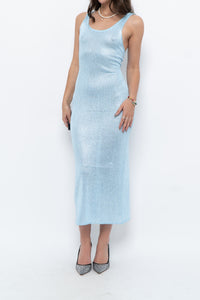 Vintage x Handmade Baby Blue Sequin Knit Midi Dress (XS, S)