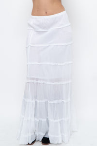Vintage x White Cotton Tiered Maxi Skirt/Dress (S-L)