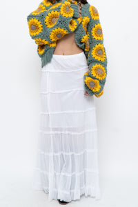 Vintage x White Cotton Tiered Maxi Skirt/Dress (S-L)