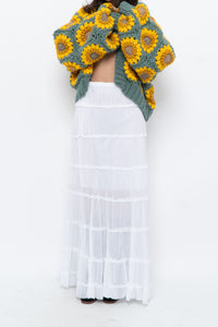 Vintage x White Cotton Tiered Maxi Skirt/Dress (S-L)