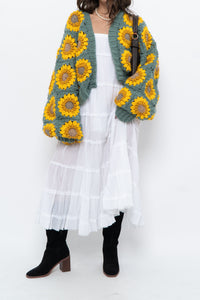 Vintage x White Cotton Tiered Maxi Skirt/Dress (S-L)
