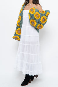Vintage x White Cotton Tiered Maxi Skirt/Dress (S-L)
