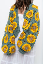 Load image into Gallery viewer, Vintage x Handmade Chunky Knit Sunflower Cardigan (XS-XXL)