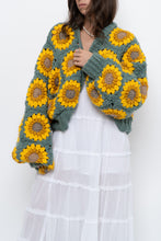 Load image into Gallery viewer, Vintage x Handmade Chunky Knit Sunflower Cardigan (XS-XXL)