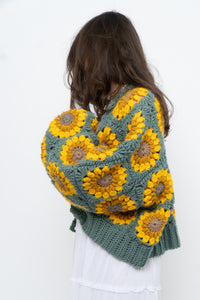 Vintage x Handmade Chunky Knit Sunflower Cardigan (XS-XXL)