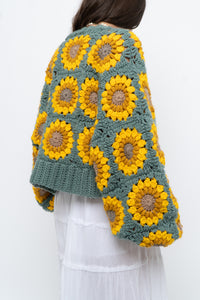 Vintage x Handmade Chunky Knit Sunflower Cardigan (XS-XXL)
