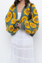 Load image into Gallery viewer, Vintage x Handmade Chunky Knit Sunflower Cardigan (XS-XXL)