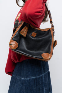 Vintage x DOONEY & BURKE Black, Tan Pebble Leather Purse