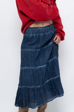 Load image into Gallery viewer, Vintage x Made in India x Dark Blue Bohemian Cotton Midi Skirt (L, XL)