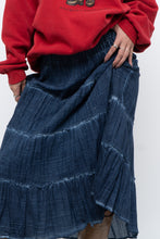 Load image into Gallery viewer, Vintage x Made in India x Dark Blue Bohemian Cotton Midi Skirt (L, XL)