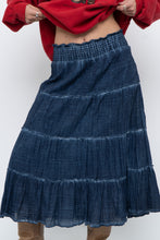 Load image into Gallery viewer, Vintage x Made in India x Dark Blue Bohemian Cotton Midi Skirt (L, XL)