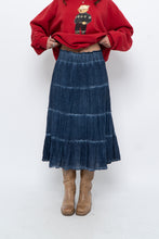 Load image into Gallery viewer, Vintage x Made in India x Dark Blue Bohemian Cotton Midi Skirt (L, XL)