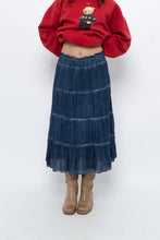 Load image into Gallery viewer, Vintage x Made in India x Dark Blue Bohemian Cotton Midi Skirt (L, XL)