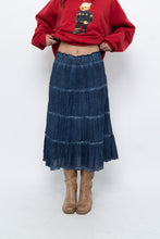 Load image into Gallery viewer, Vintage x Made in India x Dark Blue Bohemian Cotton Midi Skirt (L, XL)