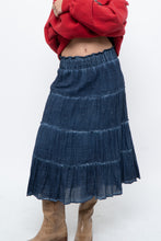 Load image into Gallery viewer, Vintage x Made in India x Dark Blue Bohemian Cotton Midi Skirt (L, XL)