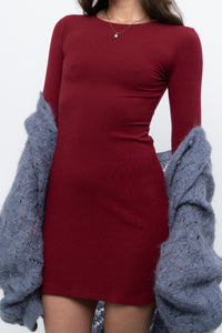 REFORMATION x Red Ribbed Long Sleeve Mini Dress (XS)