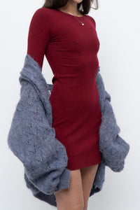 REFORMATION x Red Ribbed Long Sleeve Mini Dress (XS)