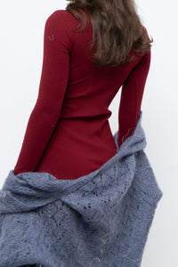 REFORMATION x Red Ribbed Long Sleeve Mini Dress (XS)