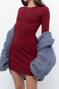 REFORMATION x Red Ribbed Long Sleeve Mini Dress (XS)