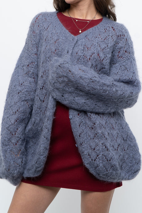 Vintage x Handmade Periwinkle Mohair Oversized Cardigan (XS-XXL)