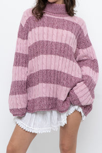 Vintage x Pink Two-tone Cotton Ribbed Knit Turtleneck (XS-XL)