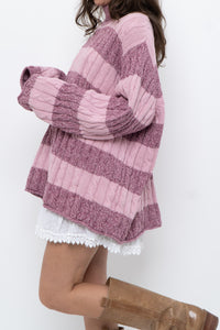 Vintage x Pink Two-tone Cotton Ribbed Knit Turtleneck (XS-XL)