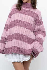 Vintage x Pink Two-tone Cotton Ribbed Knit Turtleneck (XS-XL)