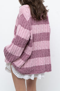 Vintage x Pink Two-tone Cotton Ribbed Knit Turtleneck (XS-XL)