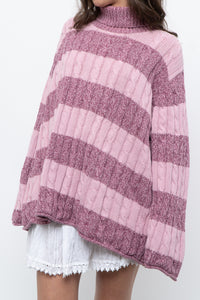 Vintage x Pink Two-tone Cotton Ribbed Knit Turtleneck (XS-XL)