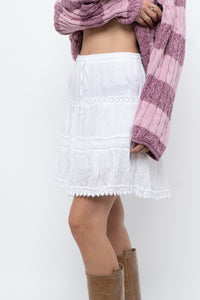 Vintage x White Lace Cotton Mini Skirt (XS, S)