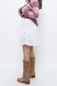Vintage x White Lace Cotton Mini Skirt (XS, S)