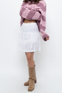 Vintage x White Lace Cotton Mini Skirt (XS, S)