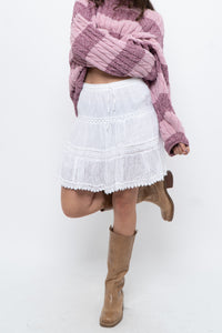 Vintage x White Lace Cotton Mini Skirt (XS, S)