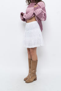 Vintage x White Lace Cotton Mini Skirt (XS, S)