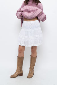 Vintage x White Lace Cotton Mini Skirt (XS, S)