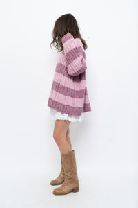 Vintage x Pink Two-tone Cotton Ribbed Knit Turtleneck (XS-XL)