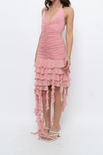 Load image into Gallery viewer, Vintage x BCBG Blush Pink Silk Frilly Midi Dress (M, L)