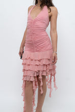Load image into Gallery viewer, Vintage x BCBG Blush Pink Silk Frilly Midi Dress (M, L)